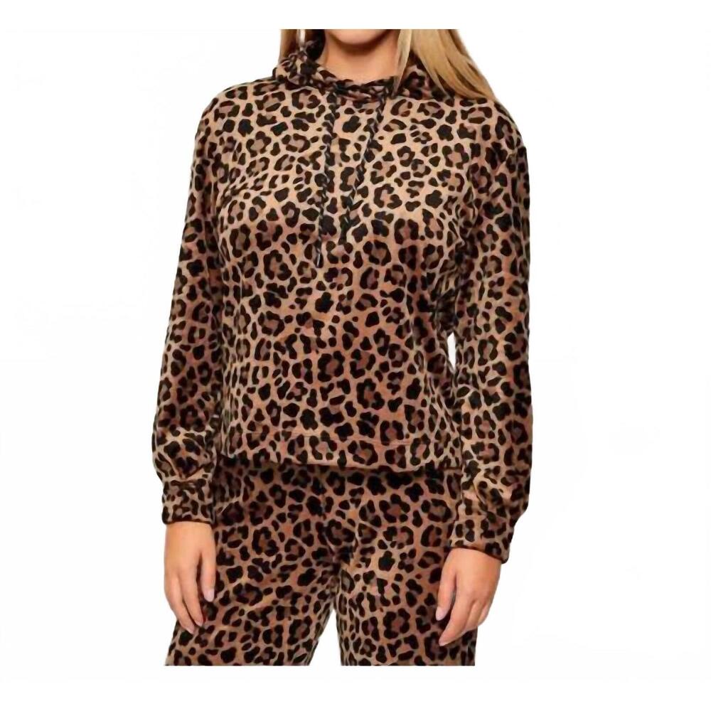 NEW MARC CAIN animal print hooded sweatshirt in leopard